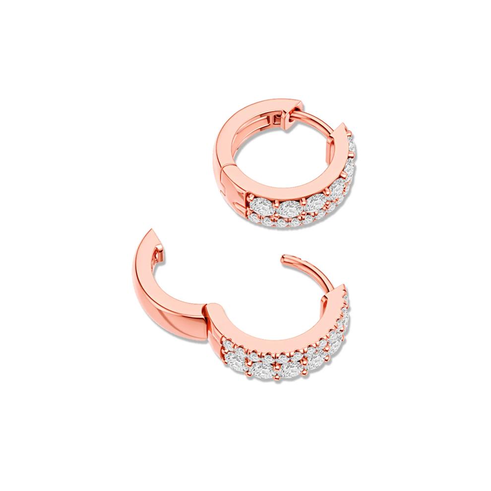 Lab Grown Diamond Double Row Hoop Earrings in 10K Rose Gold (1 1/4 ct. tw.) – Image 2 of 3