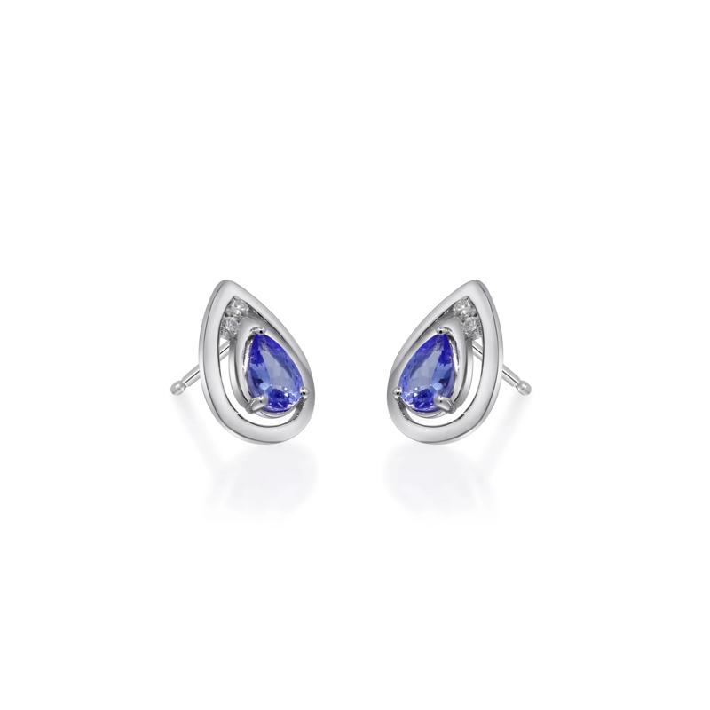 Tanzanite and Diamond Accent Earrings in Sterling Silver – Image 3 of 3