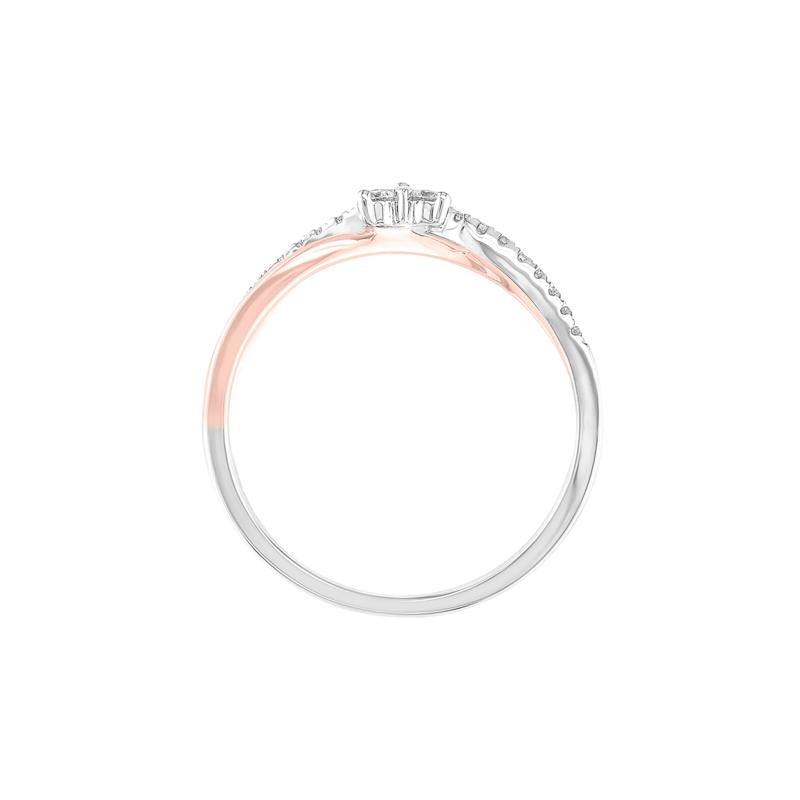 Diamond Flower Promise Ring in 10K White &amp; Rose Gold &#40;1/7 ct. tw.&#41; – Image 2 of 3