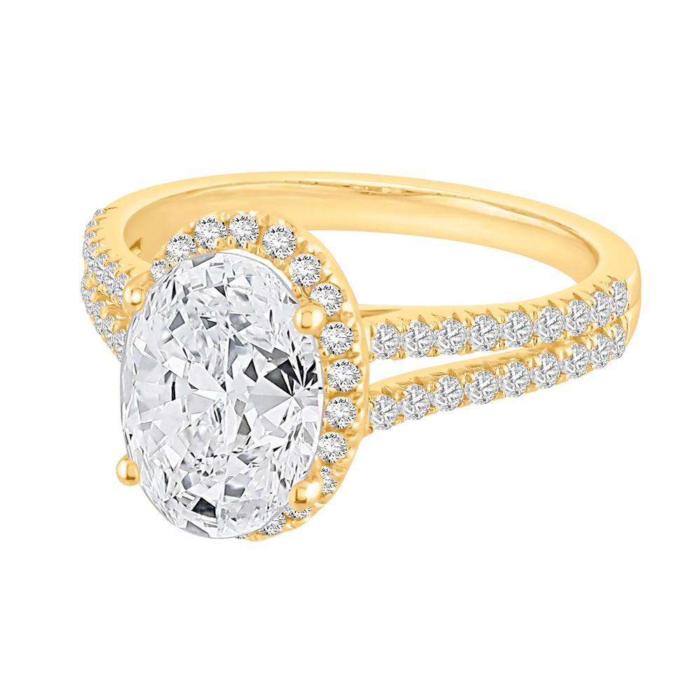 Lab Grown Diamond Oval Halo Engagement Ring in 14K Yellow Gold (3 ct. tw.) – Image 4 of 4