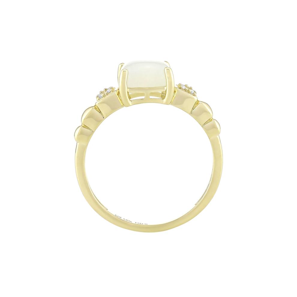 Moonstone and Diamond Accent Ring in 10K Yellow Gold – Image 2 of 3