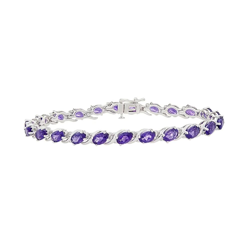 Amethyst &amp; Diamond Bracelet in Sterling Silver – Image 1 of 1