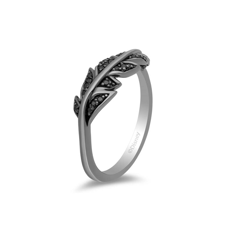 Maleficent Black Diamond Feather Ring in Sterling Silver &amp; Black Rhodium &#40;1/7 ct. tw.&#41; – Image 3 of 3