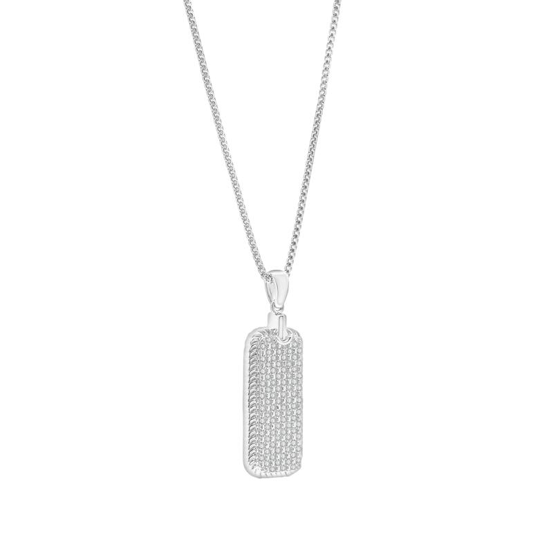 Diamond Dog Tag Pendant in Sterling Silver &#40;1/2 ct. tw.&#41; – Image 2 of 4