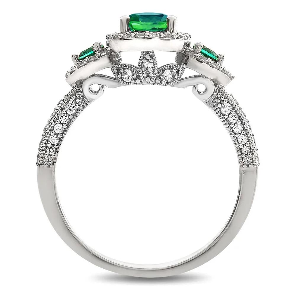 Emerald &amp; 1/2 ct. tw. Diamond Ring in 14K White Gold – Image 2 of 3