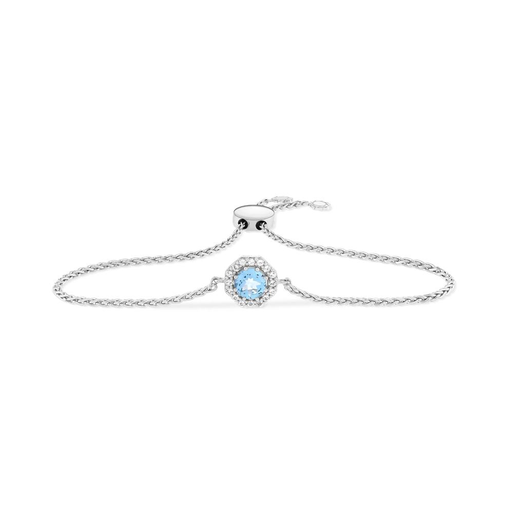 Blue Topaz &amp; White Topaz Bolo Bracelet in Sterling Silver, 9.5" – Image 1 of 2