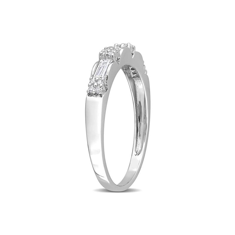 Three-Stone Moissanite Stacking Ring in Sterling Silver &#40;2/5 ct. dew&#41; – Image 3 of 5