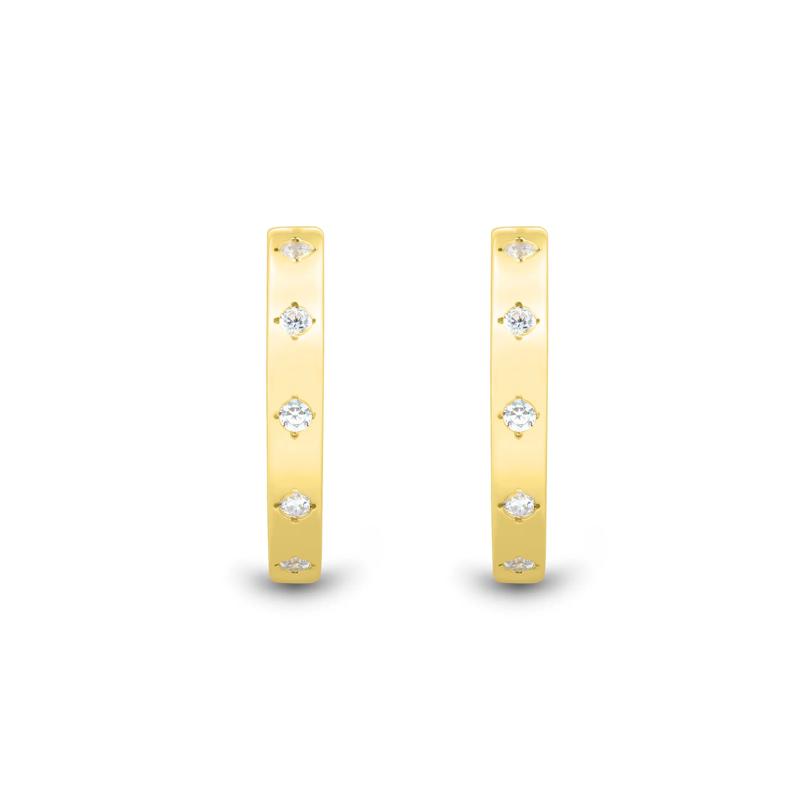 Lab Grown Diamond Five-Stone Hoop Earrings in Vermeil, 20MM &#40;1/4 ct. tw.&#41; – Image 1 of 4