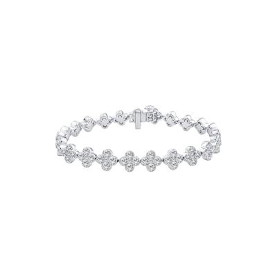 Lab Grown Diamond Clover Bezel Bracelet in 14K White Gold (8 ct. tw.)