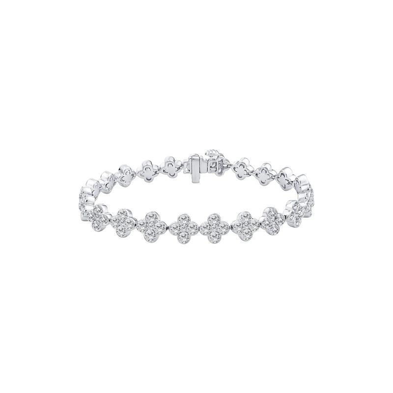 Lab Grown Diamond Clover Bezel Bracelet in 14K White Gold &#40;8 ct. tw.&#41; – Image 1 of 3