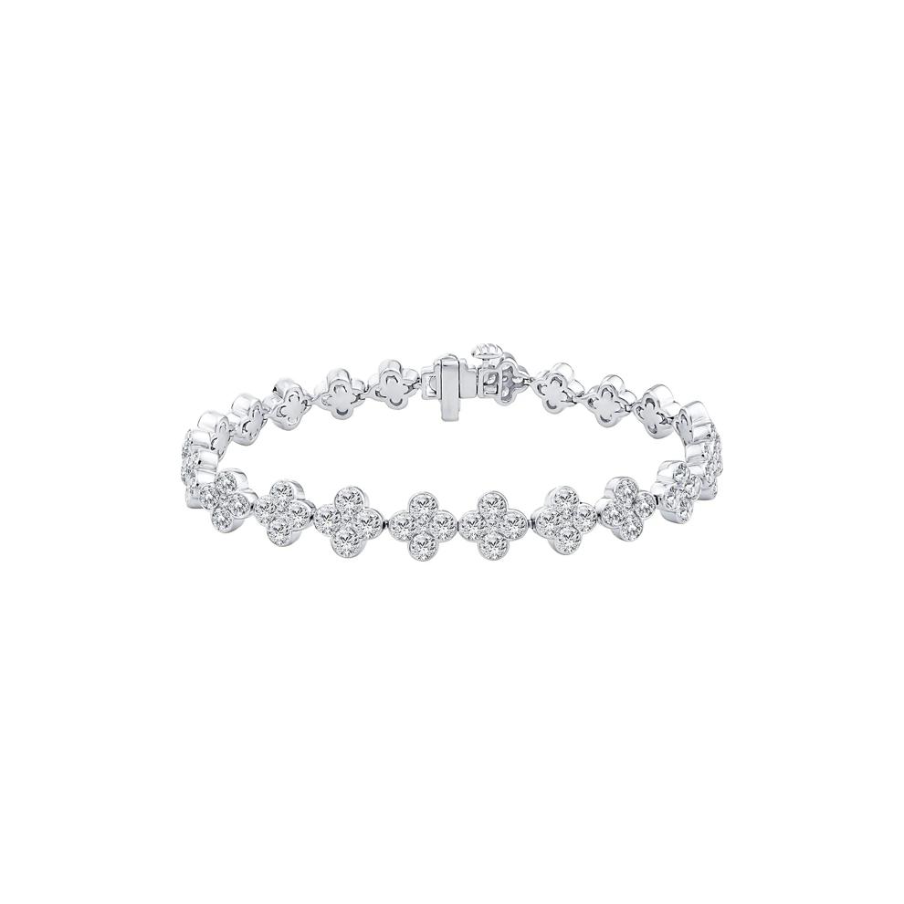 Lab Grown Diamond Clover Bezel Bracelet in 14K White Gold (8 ct. tw.) – Image 1 of 3