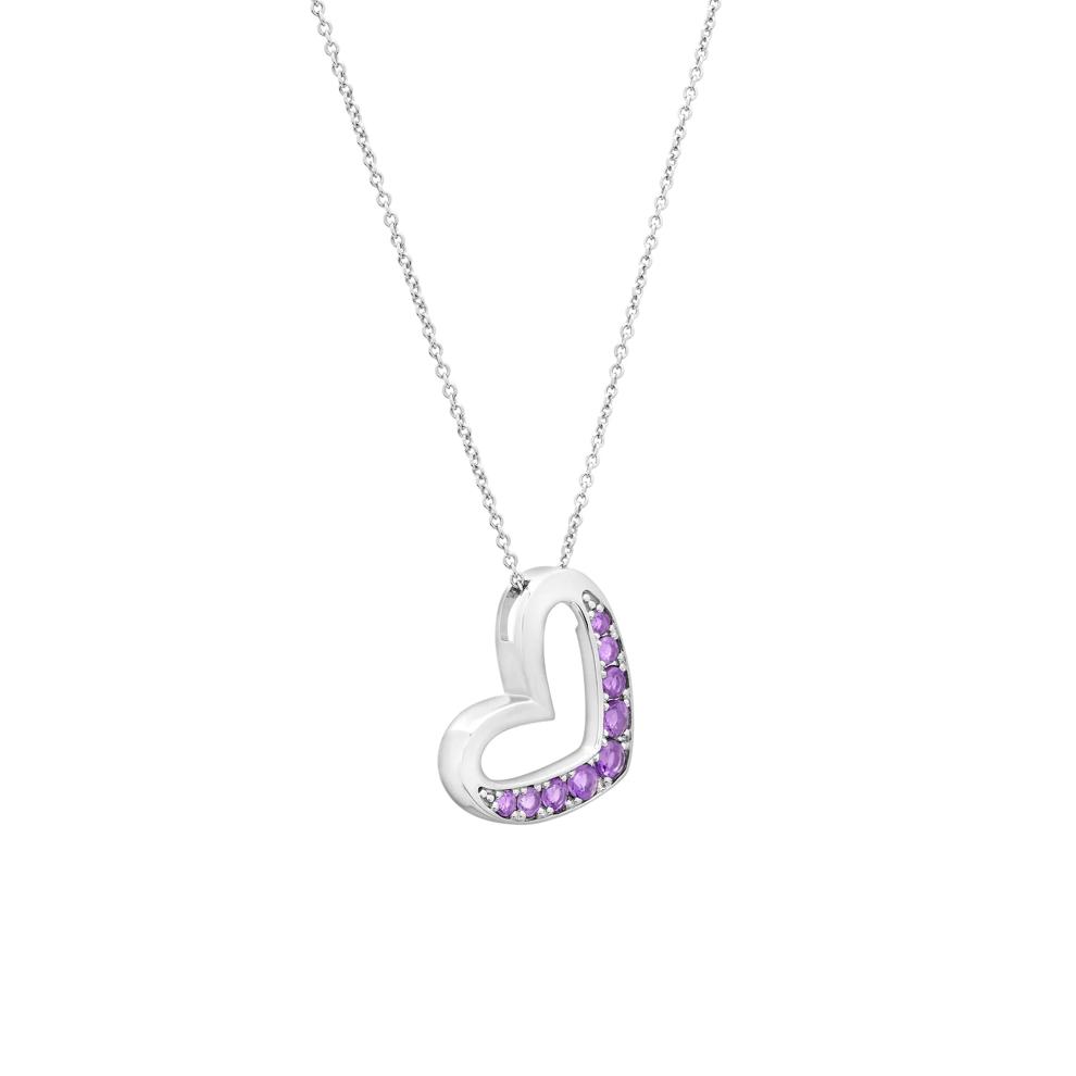 Amethyst Open Heart Pendant in Sterling Silver – Image 2 of 4