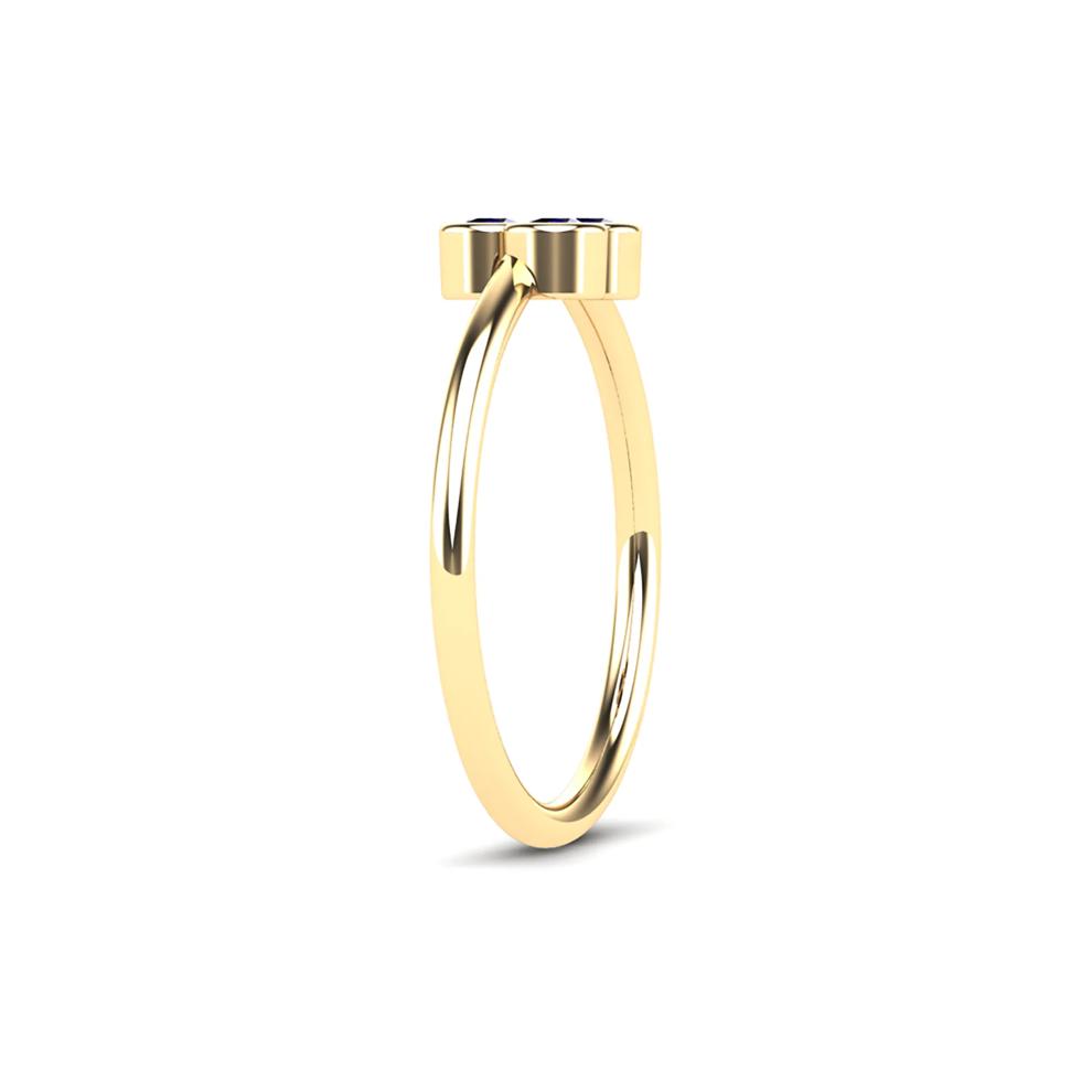 Blue Sapphire Three-Stone Pyramid Ring in 14K Yellow Gold – Image 3 of 4