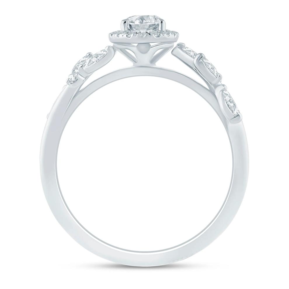 Diamond Oval Center Halo Engagement Ring in 14K White Gold (3/4 ct. tw.) – Image 2 of 3