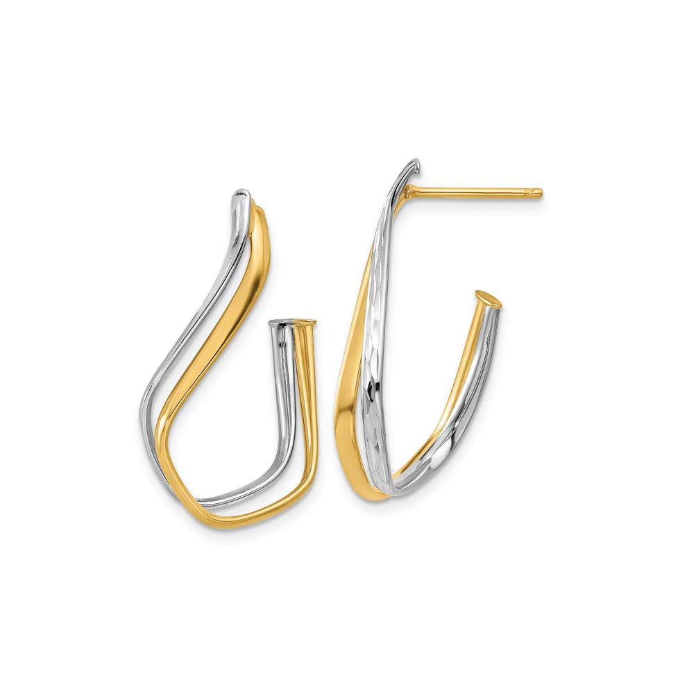 Double J Hoop Earrings in 14K Yellow &amp; White Gold – Image 2 of 2