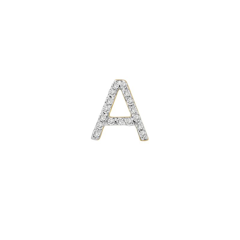 Single-Letter Stud Earring &ldquo;A&rdquo; with Diamond Accents in 10K Yellow Gold – Image 1 of 2