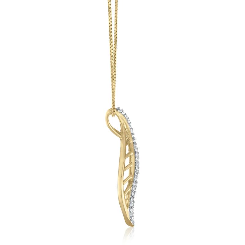 Diamond Leaf Pendant in 10K Yellow Gold &#40;1/10 ct. tw.&#41; – Image 2 of 3