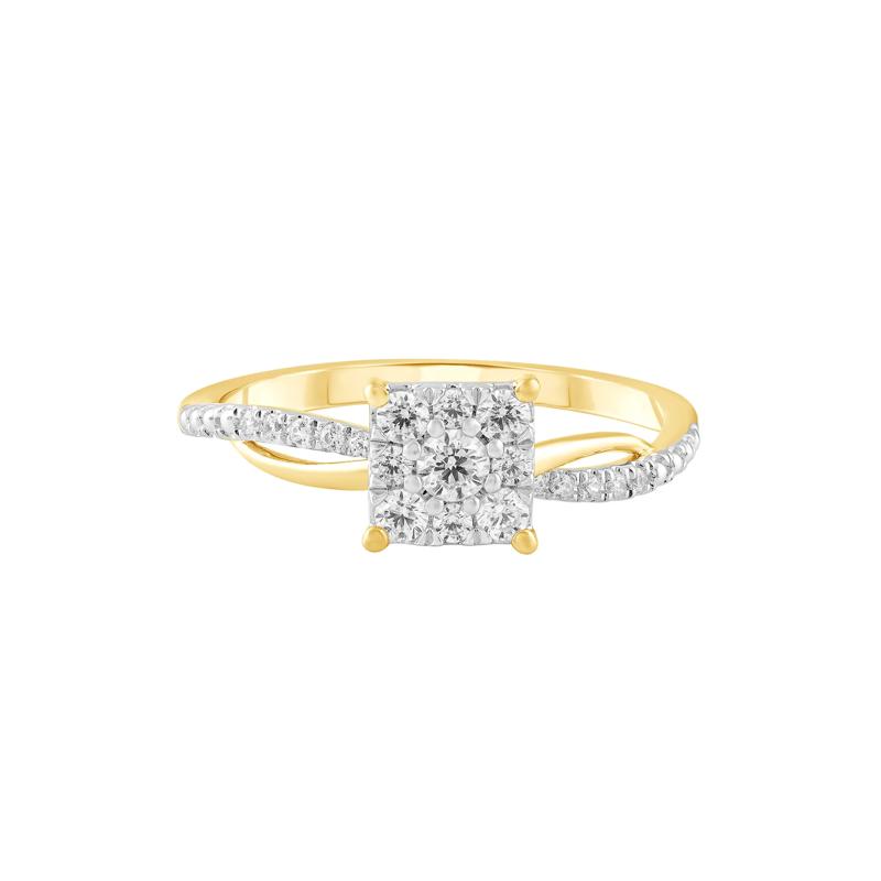 Diamond Composite Promise Ring in 10K Yellow and White Gold &#40;1/3 ct. tw.&#41; – Image 1 of 3
