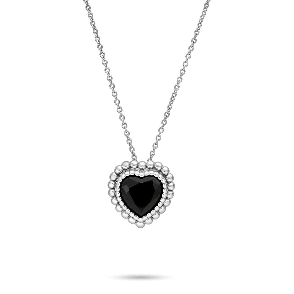 Onyx Beaded Heart Pendant, Earrings, &amp; Ring Boxed Set in Sterling Silver – Image 8 of 11