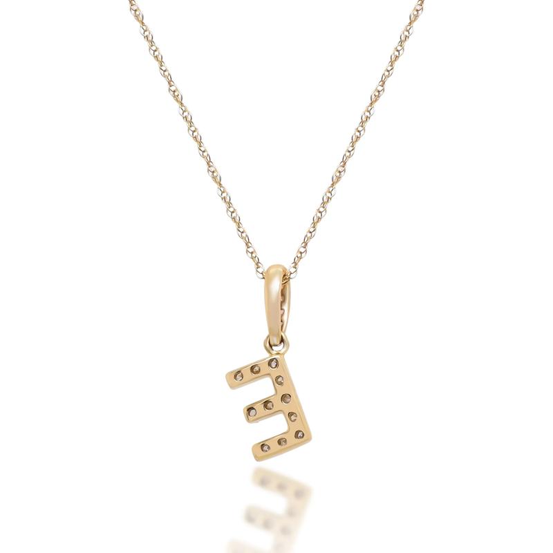 Diamond E Initial Pendant in 10K Yellow Gold (1/10 ct. tw.) – Image 3 of 4