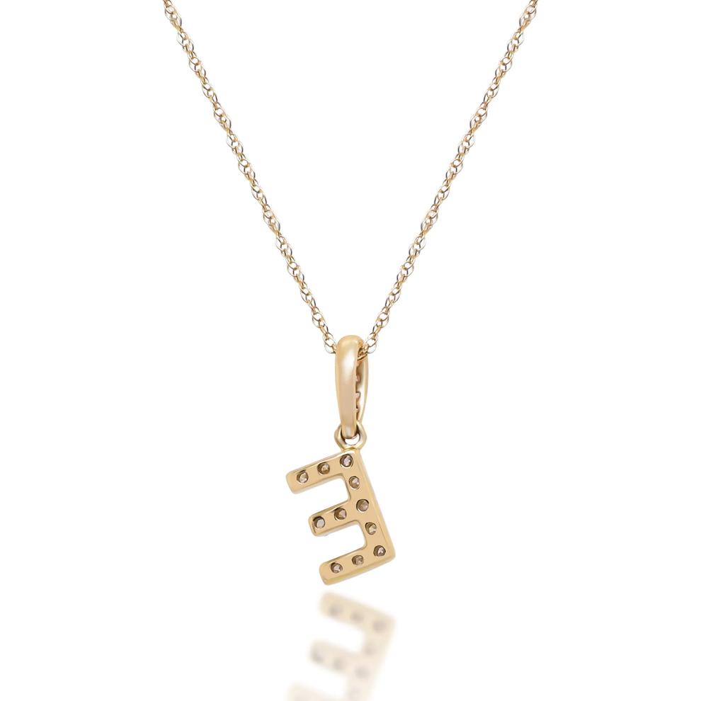 Diamond E Initial Pendant in 10K Yellow Gold (1/10 ct. tw.) – Image 3 of 4