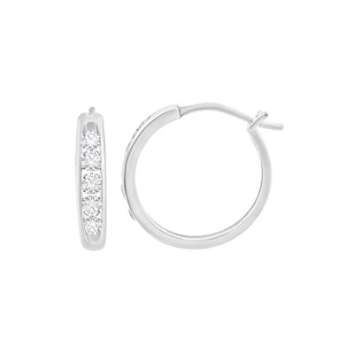 Diamond Channel-Set Hoop Earrings in 10K White Gold (1/2 ct. tw.)