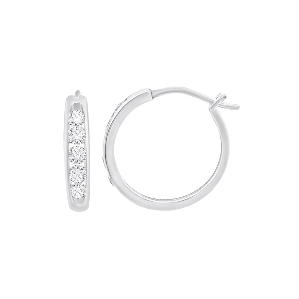Diamond Channel-Set Hoop Earrings in 10K White Gold (1/2 ct. tw.) – Image 1 of 1
