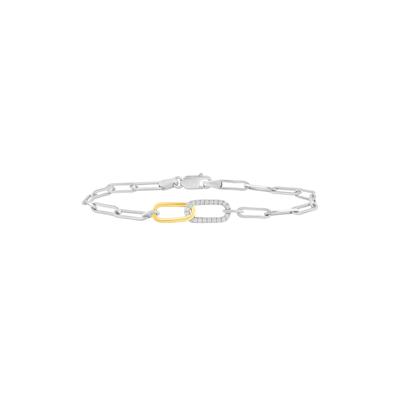 Diamond Bracelet in Sterling Silver and 10K Yellow Gold (1/8 ct. tw.)