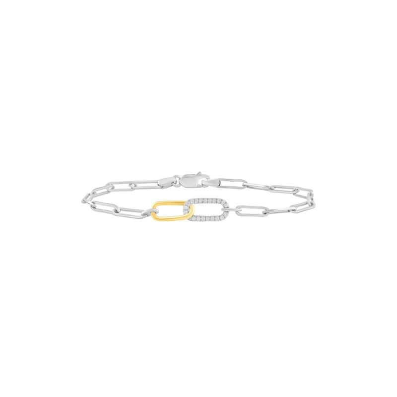 Diamond Bracelet in Sterling Silver and 10K Yellow Gold &#40;1/8 ct. tw.&#41; – Image 1 of 1