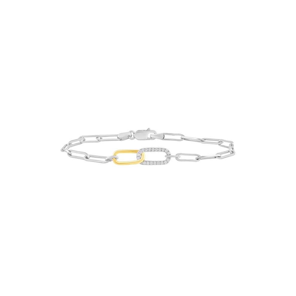 Diamond Bracelet in Sterling Silver and 10K Yellow Gold (1/8 ct. tw.) – Image 1 of 1