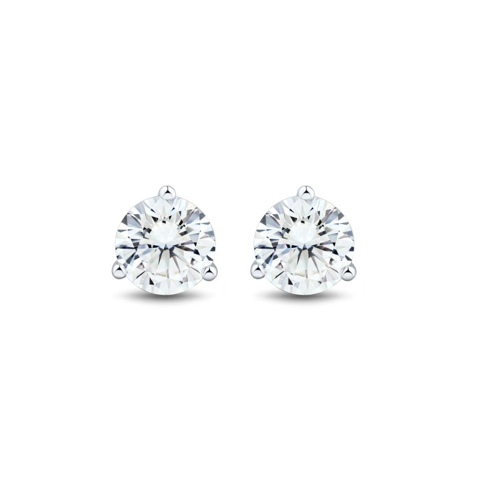 Lab Grown Diamond Round Martini Stud Earrings in 14K White Gold (6 ct. tw.) – Image 2 of 2