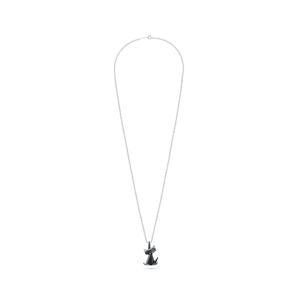 Diamond Accent Black Rhodium Origami Cat Pendant Necklace in Sterling Silver – Image 2 of 4