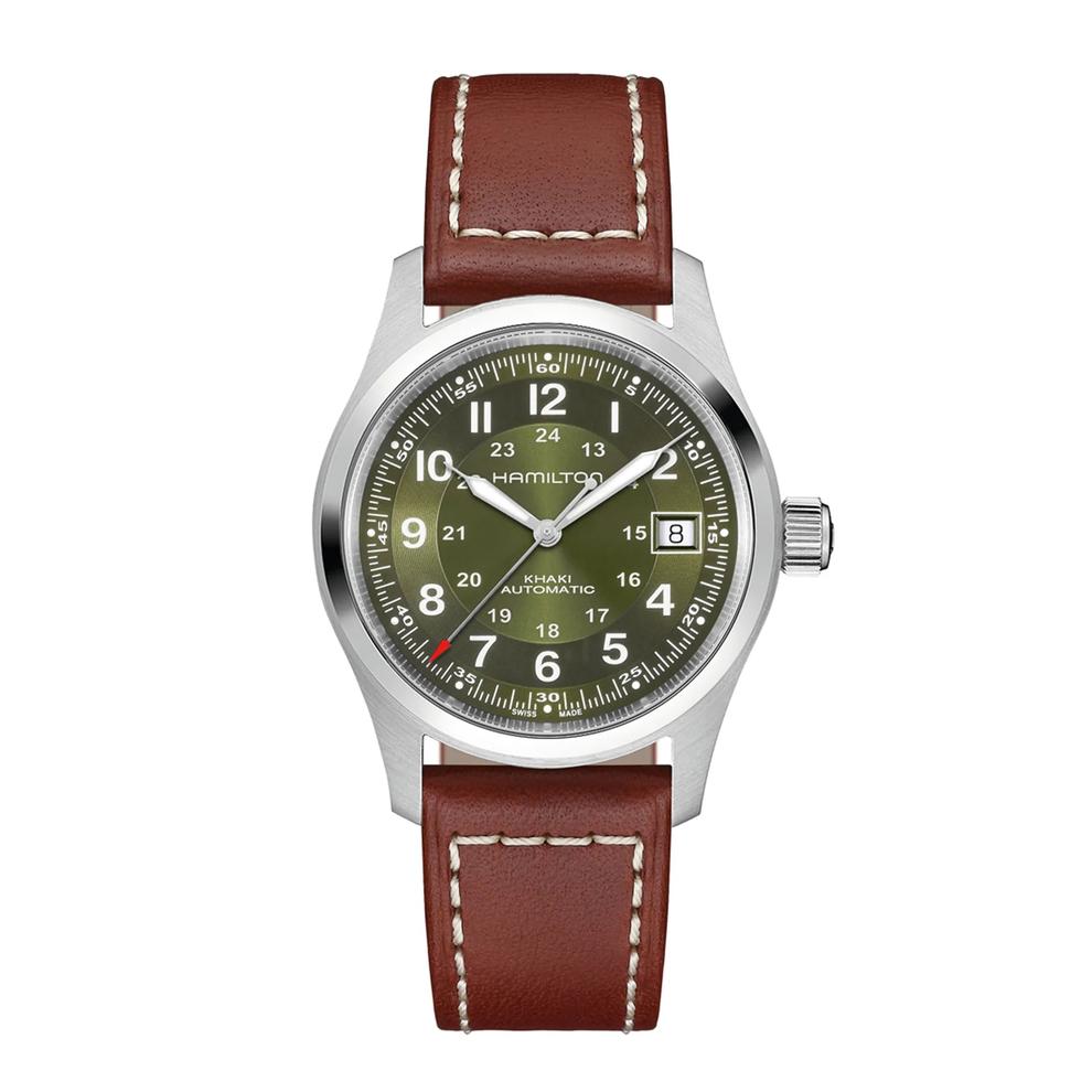 Khaki Field Auto Watch with Brown Leather Strap – Image 1 of 4