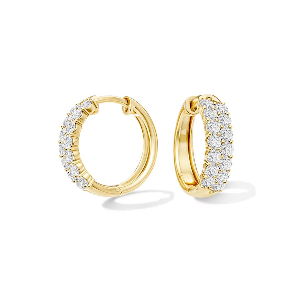 Lab Grown Diamond Double Row Hoop Earrings in 10K Yellow Gold (1 1/4 ct. tw.) – Image 1 of 3