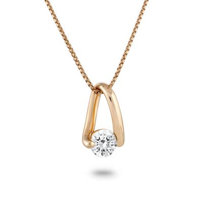 Lab-Created White Sapphire Twist Loop Pendant Necklace in Vermeil