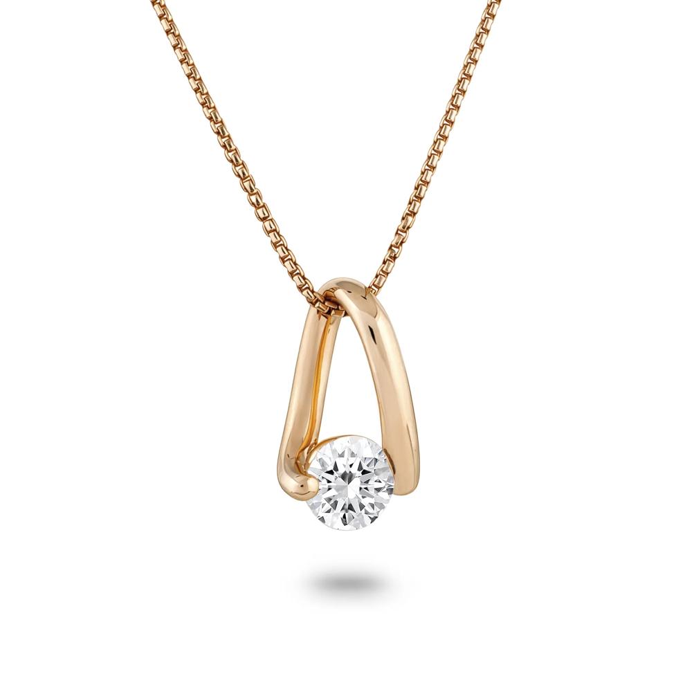 Lab-Created White Sapphire Twist Loop Pendant Necklace in Vermeil – Image 1 of 4