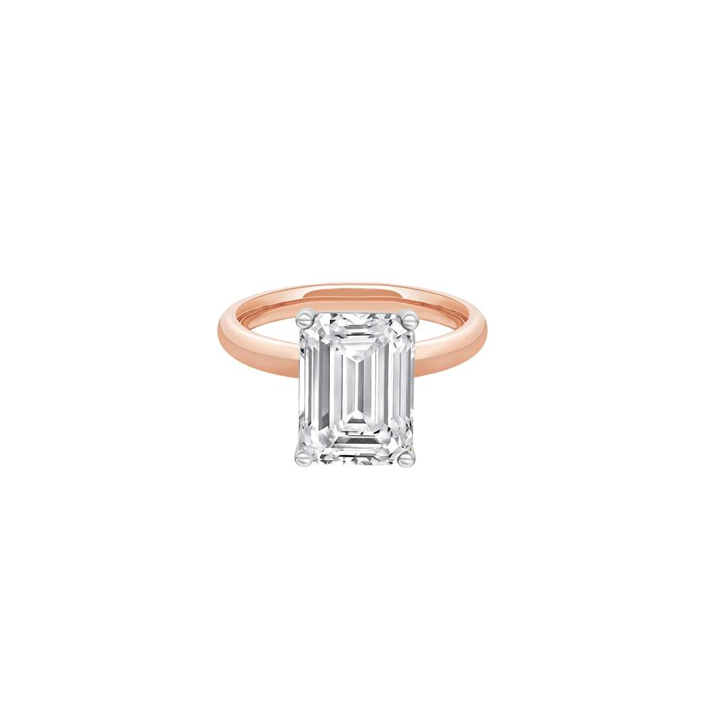 Lab Grown Diamond Emerald-Cut Solitaire Ring in 14K Rose &amp; White Gold (5 ct.) – Image 1 of 4