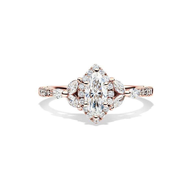 1 ct. tw. Marquise-Shaped Halo Diamond Engagement Ring in 14K Rose Gold  – Image 1 of 4