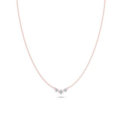 Lab Grown Diamond Three-Stone Pendant Necklace in 14K Rose Gold (1 ct. tw.)
