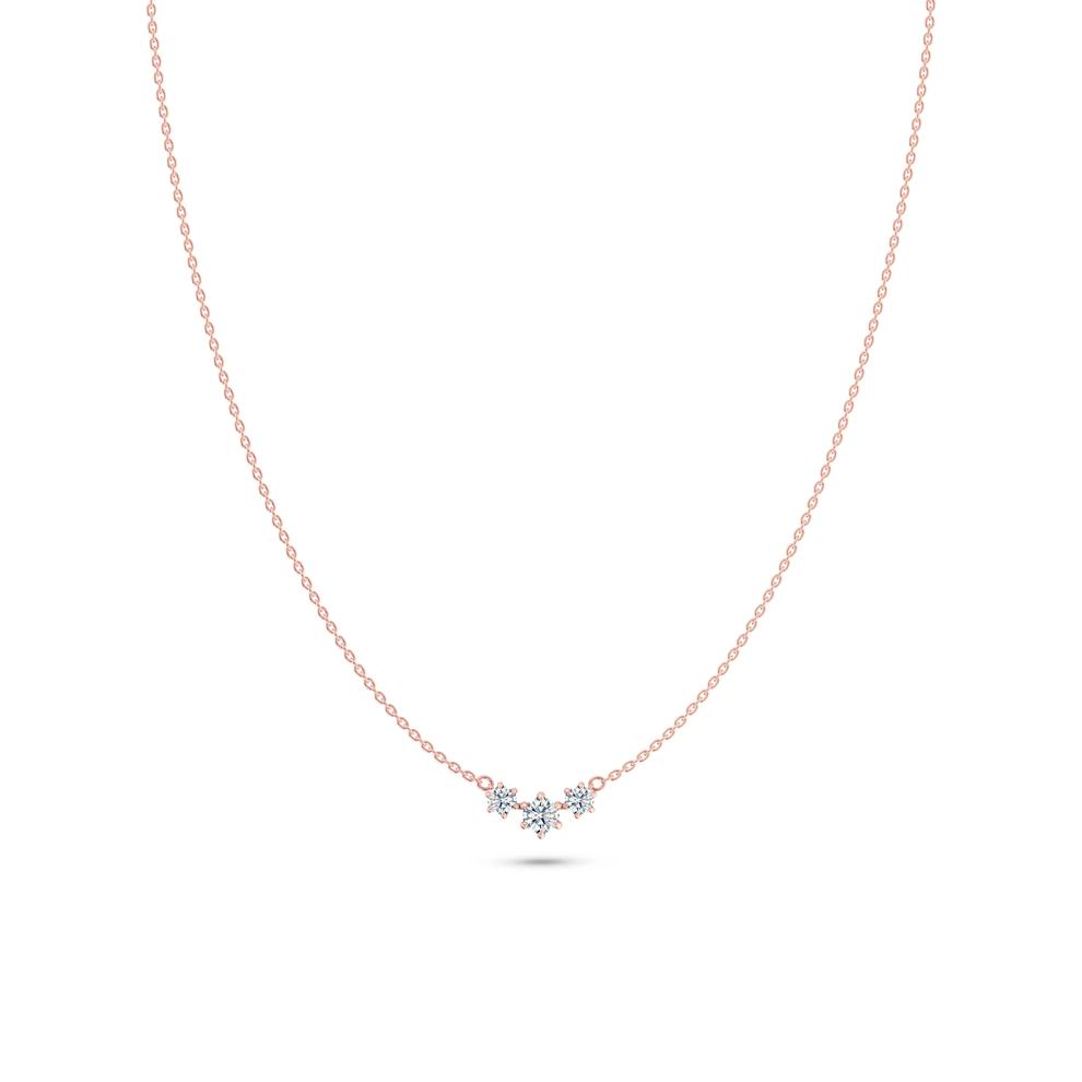 Lab Grown Diamond Three-Stone Pendant Necklace in 14K Rose Gold (1 ct. tw.) – Image 1 of 4