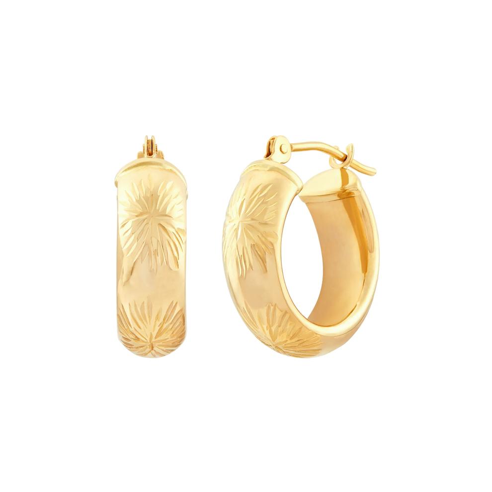Polished Diamond-Cut Huggie Hoop Earrings in 14K Yellow Gold – Image 1 of 1