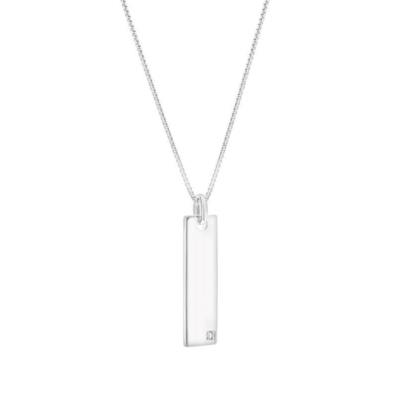 Diamond Accent Vertical Bar Pendant in Sterling Silver – Image 2 of 4
