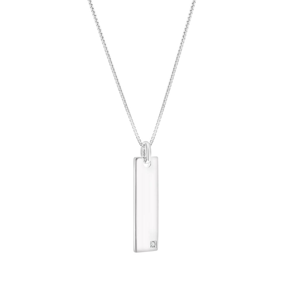 Diamond Accent Vertical Bar Pendant in Sterling Silver – Image 2 of 4