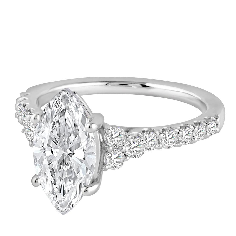 Lab Grown Diamond Marquise-Cut Center Engagement Ring in 14K White Gold (2 ct. tw.) – Image 4 of 4