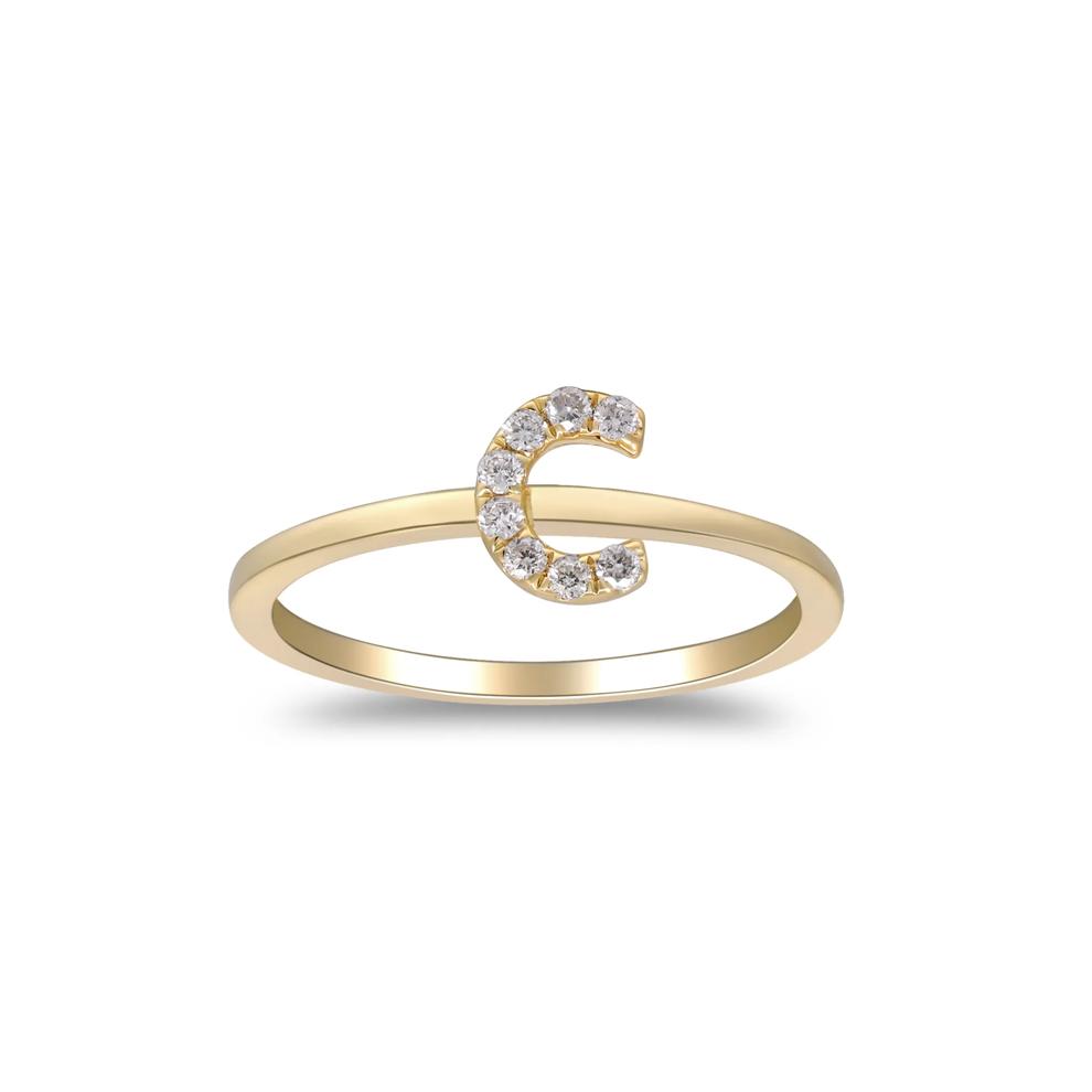 Diamond Accent "C" Initial Ring in 10K Yellow Gold – Image 1 of 5