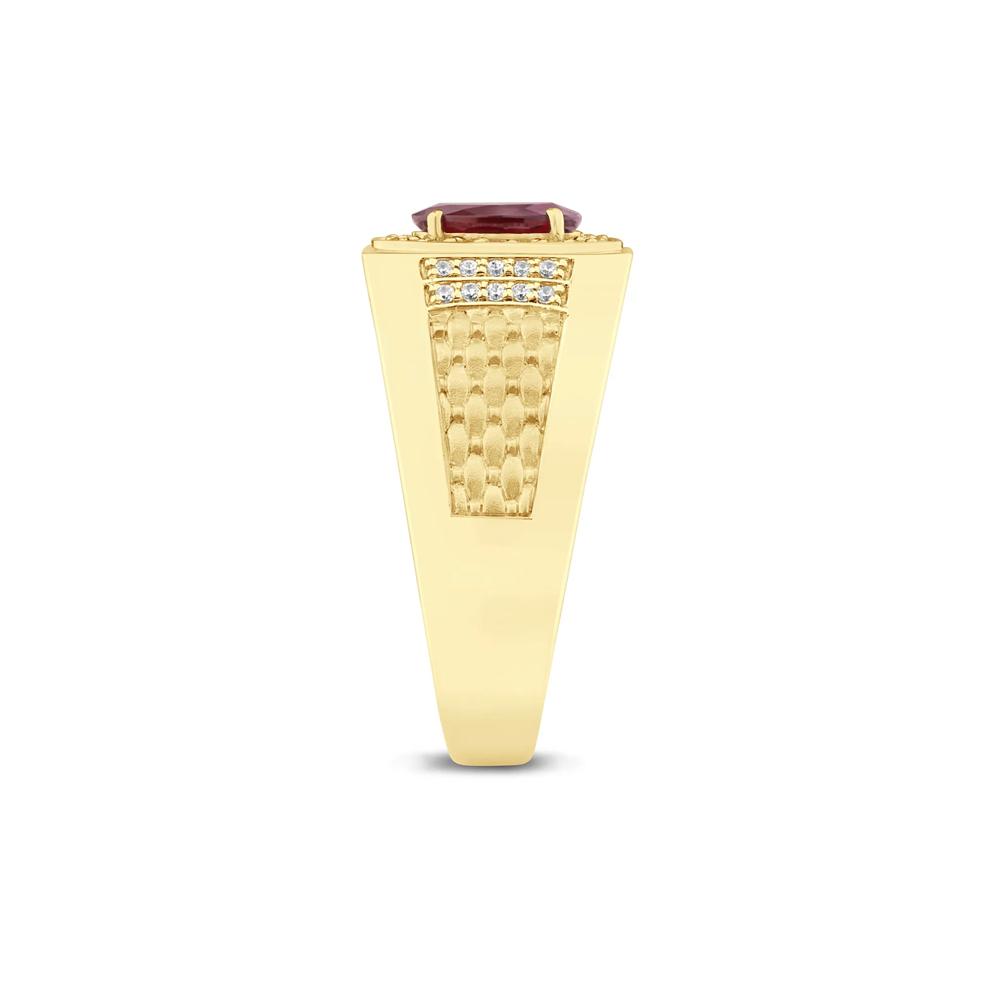 Men's Garnet and Diamond Ring in 10K Yellow Gold (1/4 ct. tw.) – Image 3 of 3