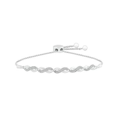 Diamond Infinity Bolo Bracelet in Sterling Silver (1/10 ct. tw.)