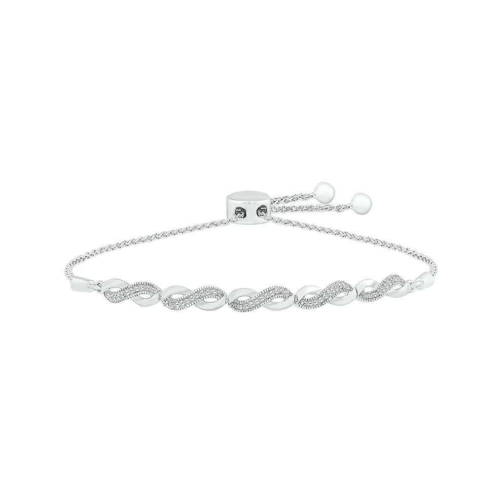 Diamond Infinity Bolo Bracelet in Sterling Silver (1/10 ct. tw.) – Image 1 of 1
