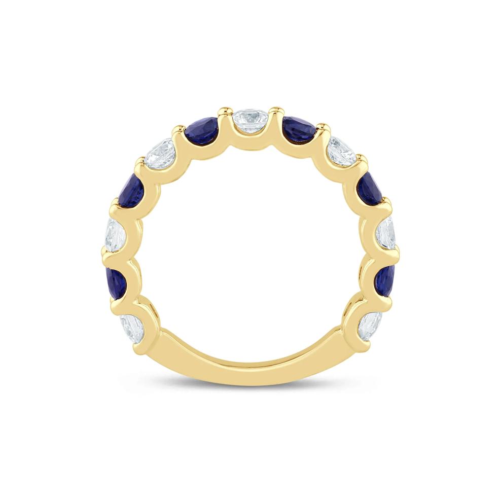 Lab Grown Diamond and Lab-Created Blue Sapphire Anniversary Band in 14K Yellow Gold (1 ct. tw.) – Image 2 of 3