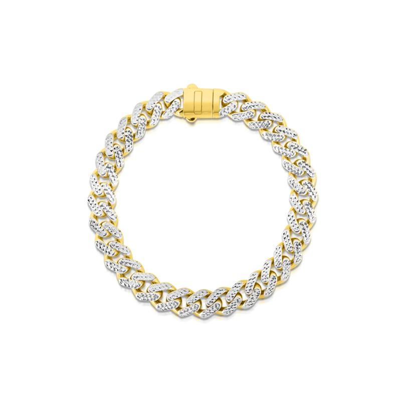 Miami Cuban Diamond-Cut Bracelet in 14K Yellow Gold, 9.5MM – Image 1 of 3